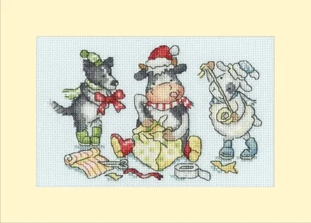 Bothy Threads Cross Stitch Kit - Christmas Card - Wrap, Ribbon, Gift!