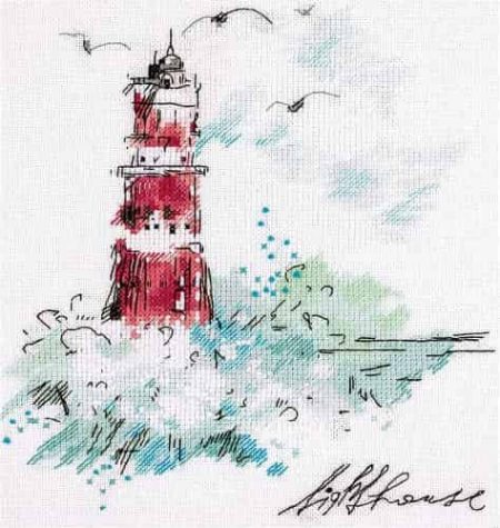 Panna Cross Stitch Kit - Watercolour Lighthouse, Guiding Light