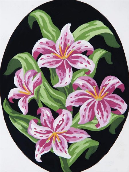 Grafitec Printed Tapestry Needlepoint Canvas - Pink Lilies