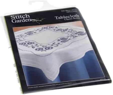 Stitch Garden Stamped Tablecloth Cross Stitch Kit - Classic Roses