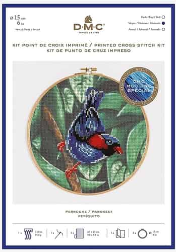 Puffins Counted Cross Stitch Picture Kit 20.5cm x 9cm DMC Cotton Embroidery Thread 14 Count Aida 