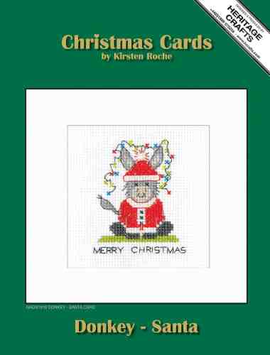 Heritage Crafts Cross Stitch Kit - Donkey Christmas Card - Santa