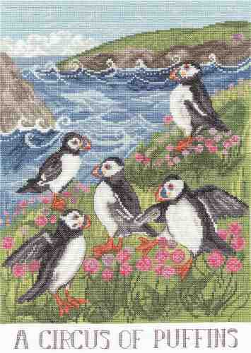 Bothy Threads Cross Stitch Kit - A Circus of Puffins XDD9