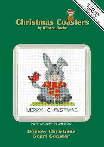 Heritage Crafts Cross Stitch Kit - Donkey - Christmas Scarf Coaster