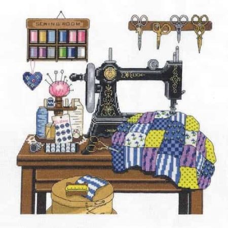Janlynn Cross Stitch Kit - Antique Sewing Room