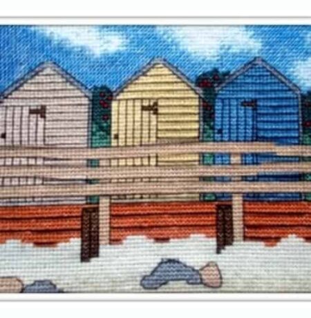 Emma Louise Art Stitch Cross Stitch Kit - Bude Beach Huts Cornwall
