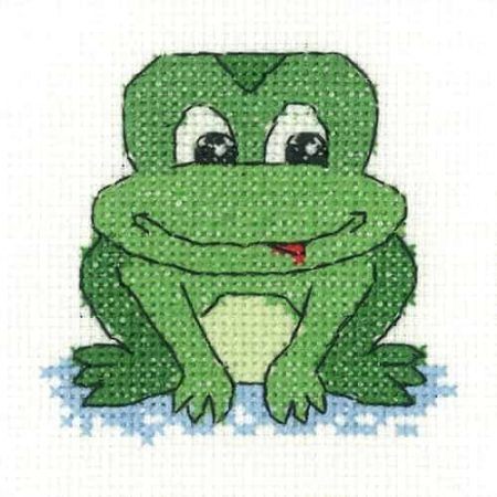 Heritage Crafts Cross Stitch Kit - Frog - Juniors, Beginners