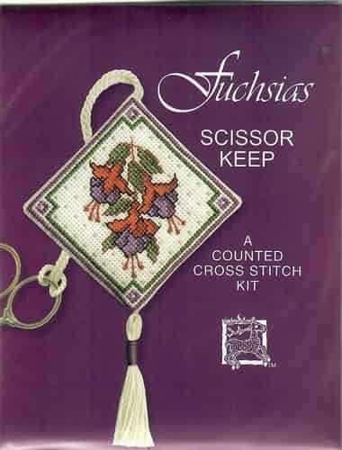 Textile Heritage Cross Stitch Kit - Scissor Keep - Fuchsias