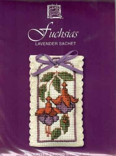 Textile Heritage Cross Stitch Kit - Lavender Sachet - Fuchsias