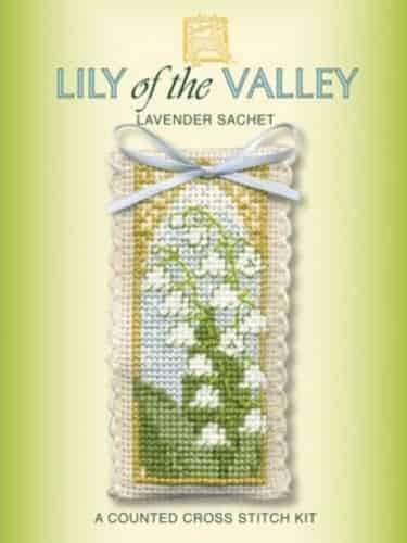 Textile Heritage Cross Stitch Kit - Lavender Sachet - Lily of the Valley