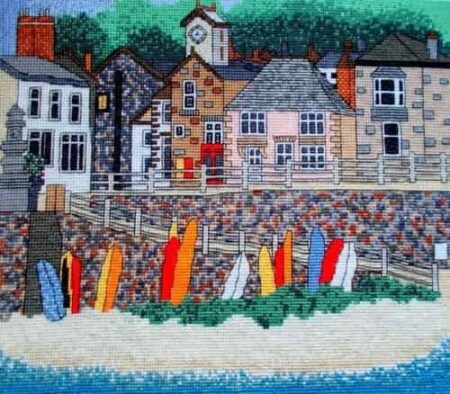 Emma Louise Art Stitch Cross Stitch Kit - Mousehole Harbour, Cornwall