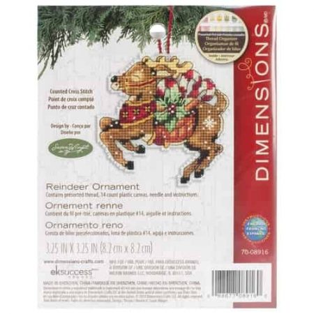 Dimensions Cross Stitch Kit Reindeer Christmas Ornament