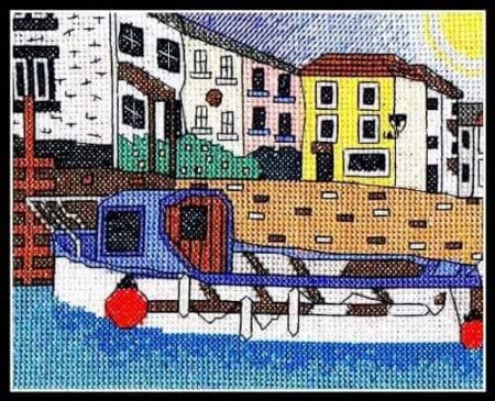 Emma Louise Art Stitch Cross Stitch Kit - Polperro Harbour, Cornwall