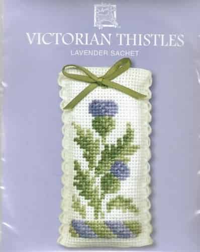 Textile Heritage Cross Stitch Kit - Lavender Sachet - Victorian Thistles