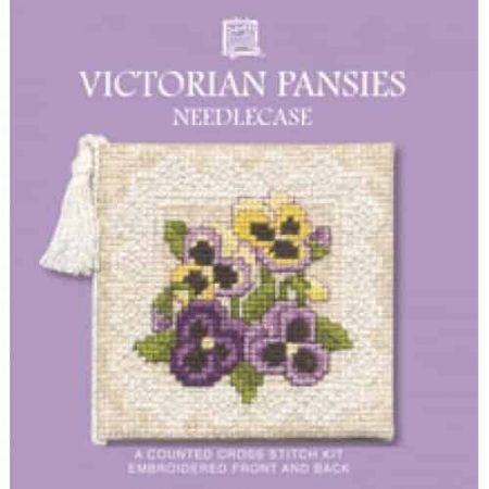 Textile Heritage Cross Stitch Kit - Victorian Pansies Needlecase - Made in Scotland